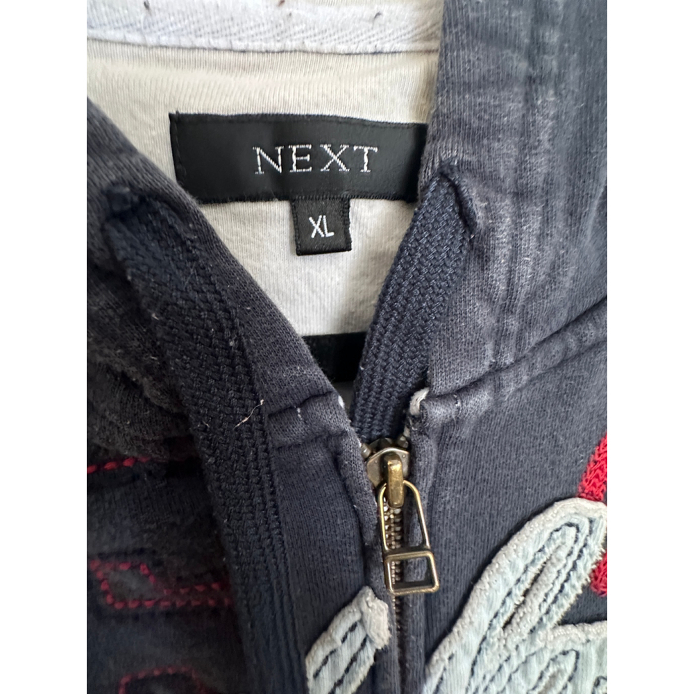 Next Full Zip Hoodie Y2K Blokecore England Patches Mens XL Dark Blue - Picture 3 of 7